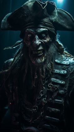 a man dressed as a pirate in the dark