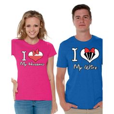 I Love My Husband I Love My Wife T-shirts for Couple Size: Men XL / Women L.  Color: Multicolor.  Gender: unisex.  Age Group: adult. Husband Wife Shirts, Wife Shirts, I Love My Husband, Best Wife, Couples Shirts, Love My Wife, Matching Couple Shirts, Couple Tshirts, Anniversary Gifts For Couples