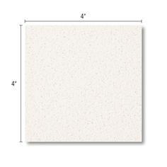 a square white tile with measurements for the top and bottom half, including four feet