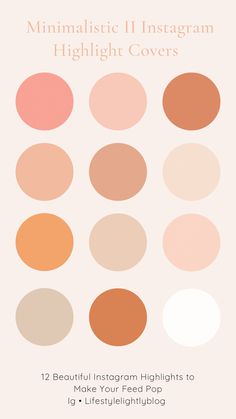 the minimalist instagramm highlight covers are shown in different colors and sizes, including peach