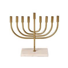 a gold menorah with eight candles on it