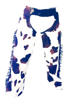 a cow print scarf with fringes on it