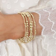 Luxury Beaded Gold Jewelry, Joma Jewellery Bracelets Stacked, Inexpensive Jewelry, Preppy Jewelry, Gold Bead Bracelets, Stacked Jewelry, Jewelry Lookbook, Classic Gold, Stunning Jewellery