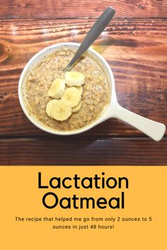 a bowl of oatmeal with banana slices in it on a wooden table