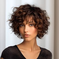 Short Curly Bobs For Fine Hair, Curly Chin Length Hair With Bangs, Layered Short Curly Hair With Bangs, Short Curly Hairstyles For White Women, Short Curly Layers Haircut, Curly Hair Square Face Haircuts, Short Hairstyle Curly Women, Short Curly Bob Hairstyles With Bangs, Naturally Curly Bob With Bangs