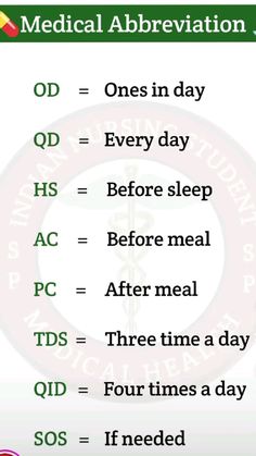 the medical abbreviation is shown in green and white