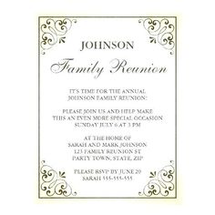 an ornate frame with the words family reunion on it