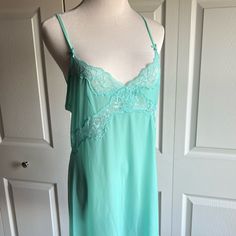 Never Worn Green Summer Sleepwear For Wedding Night, Green Summer Wedding Night Sleepwear, Sheer Camisole Slip For Sleep, Sheer Spring Sleepwear, Victoria's Secret Coquette Lace Sleepwear, Sheer Camisole Nightgown For Sleep, Sheer Nightgown For Spring Bedtime, Sheer Nightgown For Spring Sleepover, Sheer Spaghetti Strap Sleepwear For Bedtime