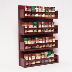 the spice rack is made out of wood