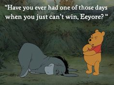 winnie the pooh and eeyore from disney's animated movie, have you ever had one of those days when you just can't win?