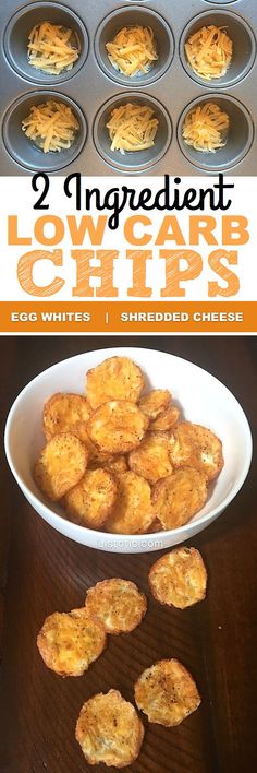 the ingredients for low carb chips in a muffin tin and on a baking sheet