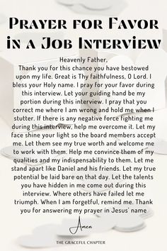 the prayer for father in a job interview is shown with an image of white hearts