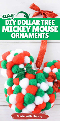 an easy diy dollar tree mickey mouse ornament made with happy st patrick's day decorations