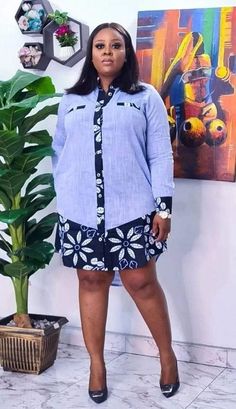 Ankara Shirt Dress Styles, Ankara Shirt Dress, African Shirt Dress, Ankara Shirt, Short Ankara Dresses, Stylish Naija