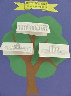 a paper tree with three branches cut out of it and labeled the five branches of government