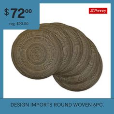 three brown round woven pieces with the price tag $ 72 00 for each item in this package