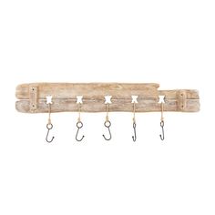 a wooden hook with five hooks hanging from it's end and four stars on each hook