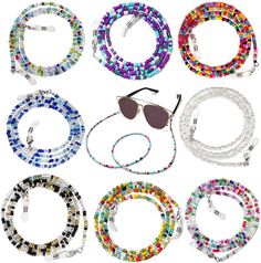 8 Pcs Beaded Eyeglass Chains for Women & Girls, Multifunction Colorful Mask Glasses Lanyard Sunglass Holder Strap Around Neck,Bead Holders Face Mask Chains Clamp Necklace Strap with Eyeglass Loop at Amazon Men’s Clothing store Glasses Lanyard, Mask Chains, Eyeglasses Chain, Sunglasses Necklace, Bohemia Style, نظارات شمسية, Sunglass Chain, Sunglass Holder, Eyeglass Chain