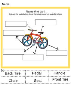 the parts of a bicycle worksheet for kids to learn how to read it