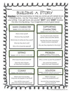 the building a story worksheet for students to practice writing and using it as an activity