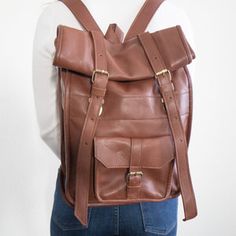 Chestnut Adventurer Backpack – AMASOUK Versatile Leather-backed Travel Backpack, Leather Backpack With Detachable Strap For Travel, Leather Travel Backpack With Detachable Strap, Casual Leather Backpack With Detachable Strap For Travel, Adventurer Backpack, Rolltop Backpack, Adventure Backpack, Lara Croft, Leather Bags Handmade