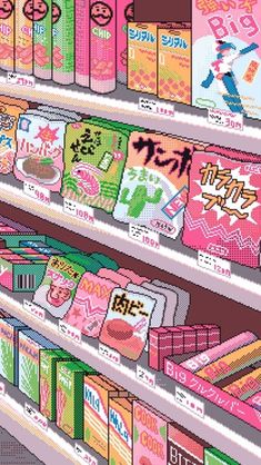 the shelves in a store are filled with different types of candy and other items for sale