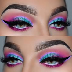 Piper Eye Color, Pink Purple Blue Eye Makeup, Purple Sunset Eye Makeup, Pink Drag Eye Makeup, Liquid Eyeliner Pen, Pink And Purple Drag Makeup, Eyeliner Pen, Perfect Lips