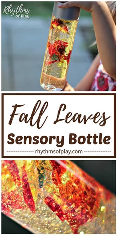 the fall leaves sensory bottle is an easy science activity for kids