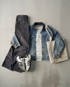 Jean Jacket Outfits Men Aesthetic, Mens Outfit Inspiration Casual Styles, Jean Jacket Outfits Men, Samba Outfit, Minimalist Fashion Men, Stage Outfit, Men Stylish Dress