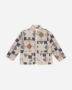 a jacket with patches and dots on it