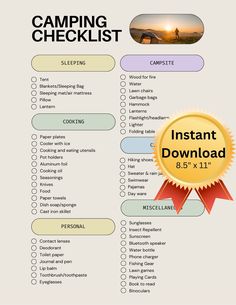 the camping checklist is shown in this image