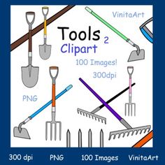 tools clipart 2 includes shovels, rakes, and pliers for photoshopping