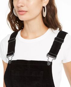 Square neckline Pullover style; buttons at sides Adjustable suspenders with button tabs Bib pocket at chest; corduroy texture Unlined Cotton/spandex Corduroy Texture, Overalls Dress, Corduroy Overalls, Overall Dress, Suspenders, Square Neckline, Cotton Spandex, Formal Event, Pullover Styling