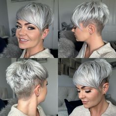 22 Edgy Short Gray Hair Ideas That Instantly Boost Youthful Vibes Mid Taper, Short Grey Hair, Pixie Cuts, Short Pixie, Laura Lee, Gray Hair, Bobs Haircuts, Pixie Cut, Short Hair Cuts