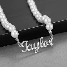 Silver Custom Name Necklace Premium Quality Custom Name Necklace Pearl Chain Name Necklace Regular Use Name Necklace For Ladies Jewelry For Grown Ups Simple Pendant, Masquerade Party, Grown Ups, Necklace Pearl, Bead Chain, Jewelry Manufacturers, Custom Jewelry Design