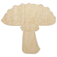 a wooden cutout of a mushroom