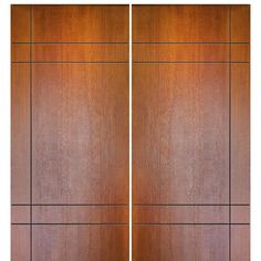 Pair of 80 Tall Modern Mahogany Flush Exterior Doors with 2 Sets of Horizontal Grooves Grooves Design Wall Exterior, Flush Door Design, Rustic Mediterranean, Flush Door, Main Entrance Door Design, Mahogany Doors, Doors Interior Modern, Laminate Doors, Bedroom Door Design