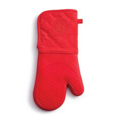 red oven mitts on white background