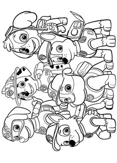 paw patrol coloring pages for kids to print out and color with the puppies on them