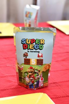 a super mario birthday party is on the table