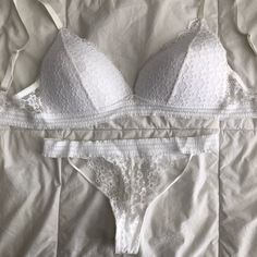 White Bra And Underwear Set Never Worn Top: Medium Bottom: Small White Bra, White Bras, White Pants, Night Gown, Women's Intimates, Color White, Bra, Pants, Women Shopping