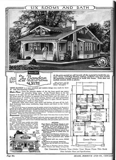 an old house is featured in the catalog for homes and bathtubs, with floor plans