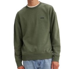 Levi’s Men Sweatshirt Nwt Color: Dark Green 80% Cotton 20% Polyester Levi's Casual Cotton Sweatshirt, Casual Levi's Cotton Sweatshirt, Dark Green Crewneck, Burgundy Shirt, Levis Vintage Clothing, Mock Neck Sweatshirt, Green Crewneck, Levis Shirt, Men Sweatshirt