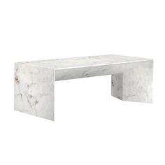 a white marble coffee table with one end open and the top turned down to look like an arch