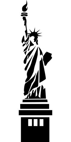 the statue of liberty silhouetted against a white background