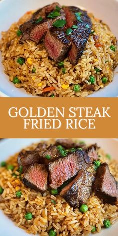 Discover the secret to making the most delicious Golden Steak Fried Rice in just 20 minutes! 🥩🍚 This easy-to-follow recipe combines juicy steak, fragrant rice, and savory seasonings for the ultimate comfort meal. Perfect for quick dinners or meal prep! #FriedRiceRecipe #SteakLovers #QuickMeals #AsianCuisine 🍳✨ Click for step-by-step instructions and cooking tips! Golden Steak Fried Rice, Steak Marinade For Fried Rice, Steak Fried Rice Recipe Easy, Steak Cheese And Rice, Steak Meal Prep Ideas, Steak And Rice Recipes, Steak Fried Rice Recipe, Beef Fried Rice Recipe, Steak Fried Rice