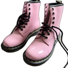 Pink Ankle-high Boots For Winter, Pink Ankle Martin Boots For Winter, Pink Round Toe Martin Boots For Fall, Pink Martin Boots With Round Toe For Fall, Fall Pink Martin Boots With Round Toe, Trendy Pink Martin Boots For Spring, Pink Round Toe Boots For Winter, Trendy Pink Ankle Martin Boots, Pink High-top Leather Boots