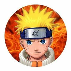 naruto with blue eyes and yellow hair in front of a red fire background