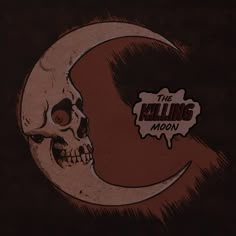 an orange and brown background with a skull on the moon that says,'the helling moon '