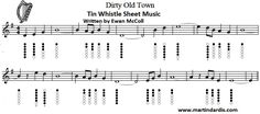 sheet music with the words dirty old town on it